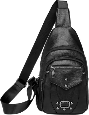 Women's Waterproof Crossbody Purses Multi Pocket Crossbody Purses Shoulder Handbags Waterproof Backpack(Black)