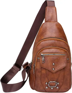 Women's Waterproof Crossbody Purses Multi Pocket Crossbody Purses Shoulder Handbags Waterproof Backpack(Brown)