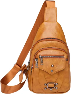 Women's Waterproof Crossbody Purses Multi Pocket Crossbody Purses Shoulder Handbags Waterproof Backpack(Yellow)