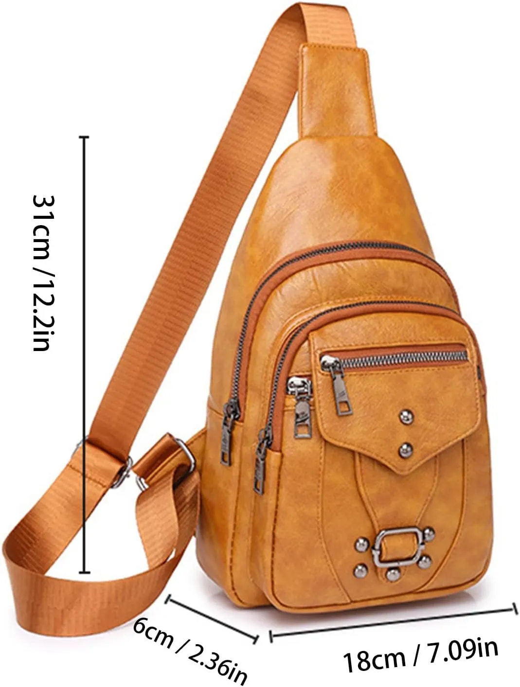 Women's Waterproof Crossbody Purses Multi Pocket Crossbody Purses Shoulder Handbags Waterproof Backpack(Yellow)