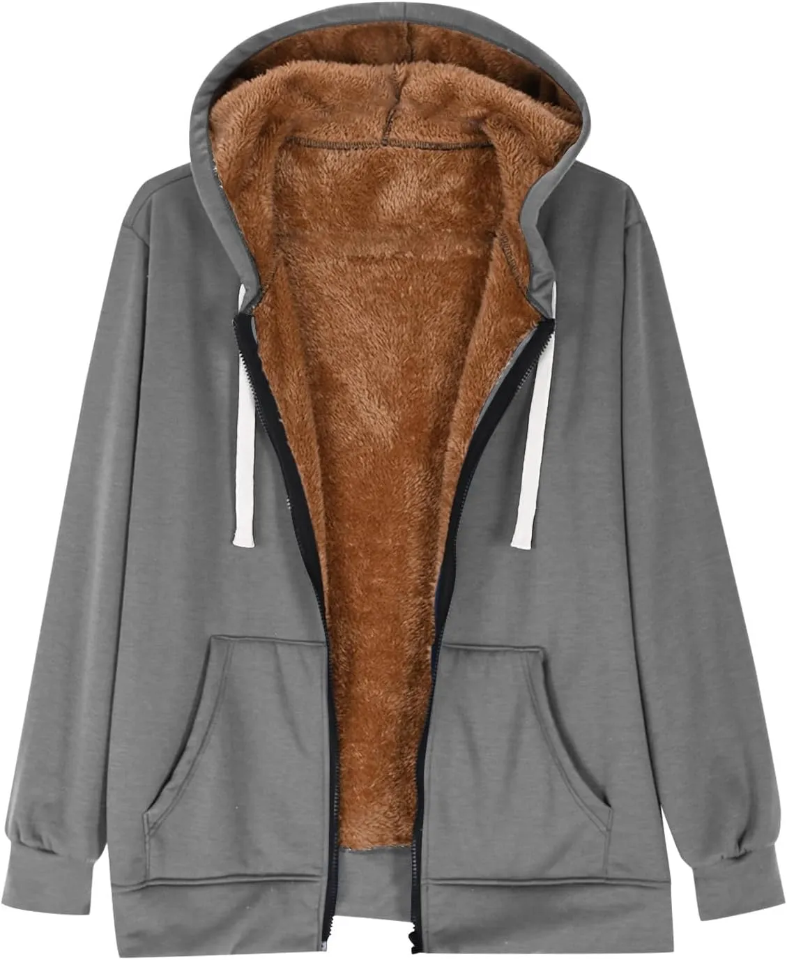 Womens Zipper Hoodies Warm Fleece Zip Jackets for Women Full Zip Up Sweatshirts Hoodie, Fleece Lined Jacket, Winter