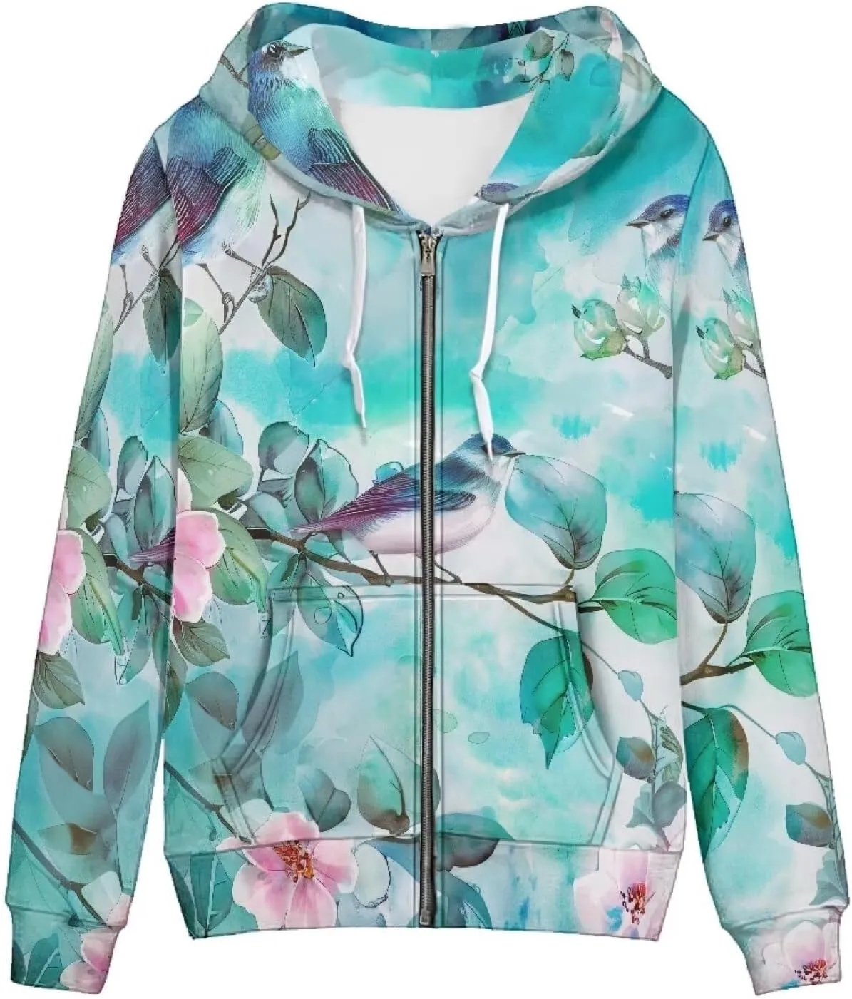 Xoenoiee 3d Print Women Zip Up Hoodies Sweatshirt Jacket Long Sleeve Shirts Streetwear Pullover Tops With Pocket