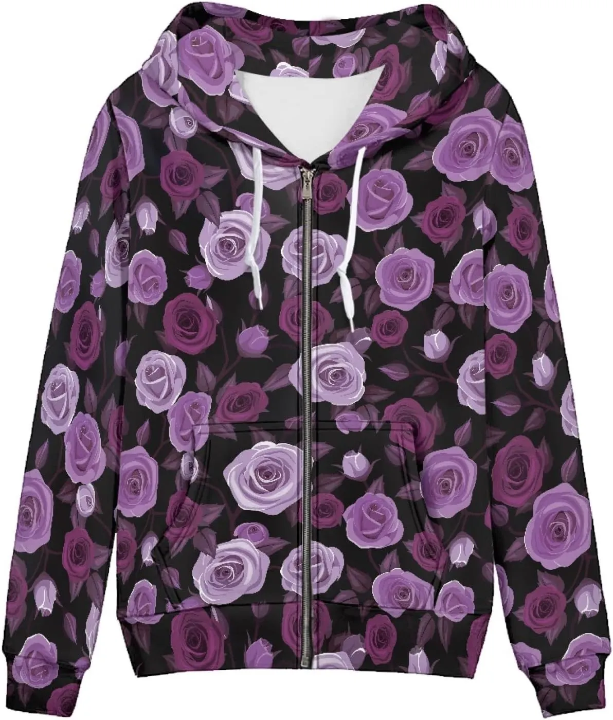Xoenoiee 3d Print Women Zip Up Hoodies Sweatshirt Jacket Long Sleeve Shirts Streetwear Pullover Tops With Pocket