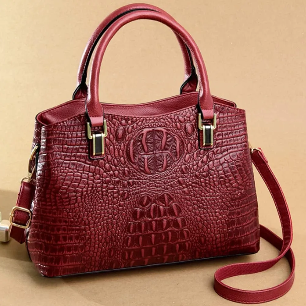 YAQUNICER Tote Top-handle Purse Satchel for Women Embossed Crocodile Pattern PU Shoulder Crossbody Bag