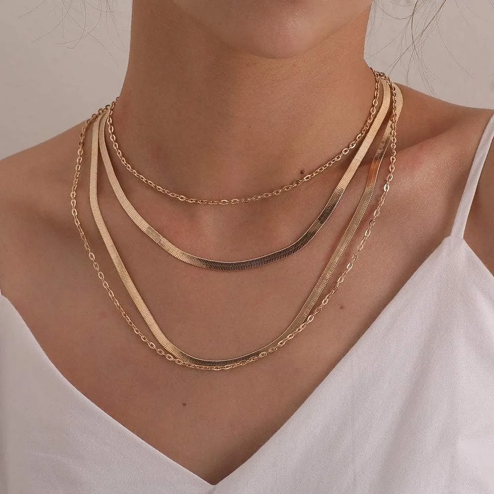 YERTTER Bohemian Dainty Layered Choker Necklaces Multilayer Adjustable Layering Chain Gold Plated Necklaces Set for Women Girls