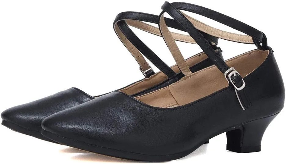 YKXLM Leather Closed Toe Ballroom Dance Shoes Women Character Shoes Dance Pumps,DYZPHRD