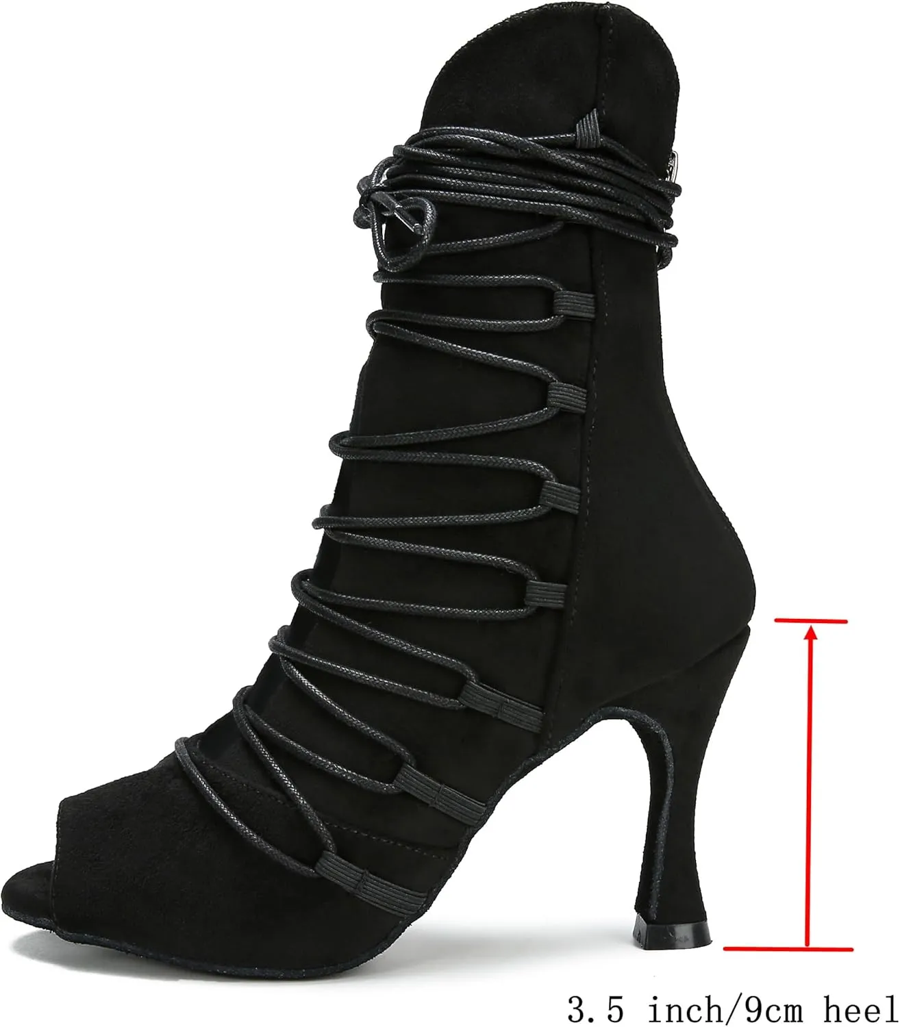 YYTing Ballroom Dance Shoes Women Boots Latin Salsa Pole Professional Dancer 3.5 inch Heel YT329