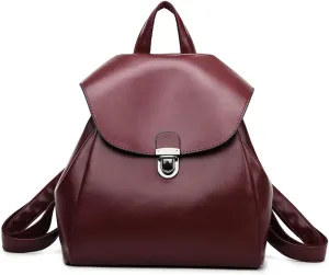ZiMing Backpacks for Women Flap Backpacks Faux Leather Satchel Bag Snap Lock Shoulder Bags Purse Casual Ladies Daypack Purse-Red
